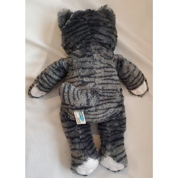 Teddy Mountain Grey Striped Cat Stuffed Animal Plush Toy Embroidered Eyes - Picture 3 of 11